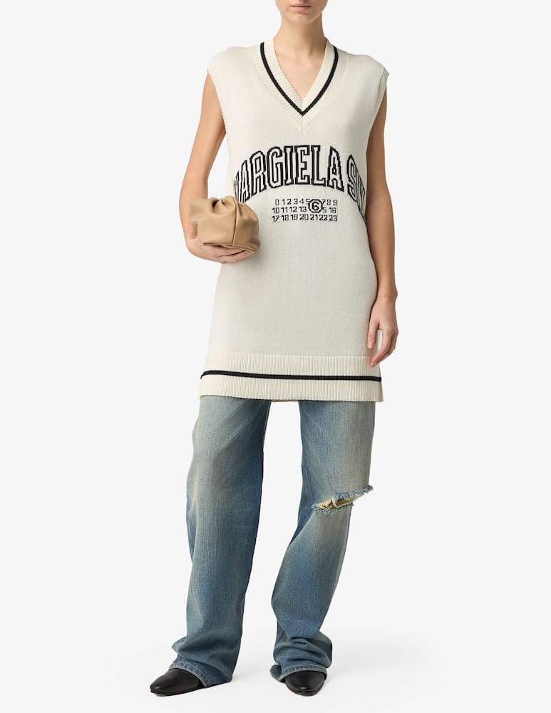 rinascente MM6 Maison Margiela V neck logo dress