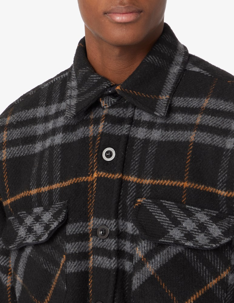 rinascente Propaganda Giacca overshirt flannel trapuntata a quadri - Nero