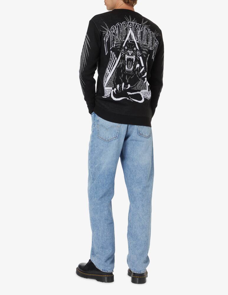 rinascente Propaganda Jaquard panther back roundneck sweater - Black