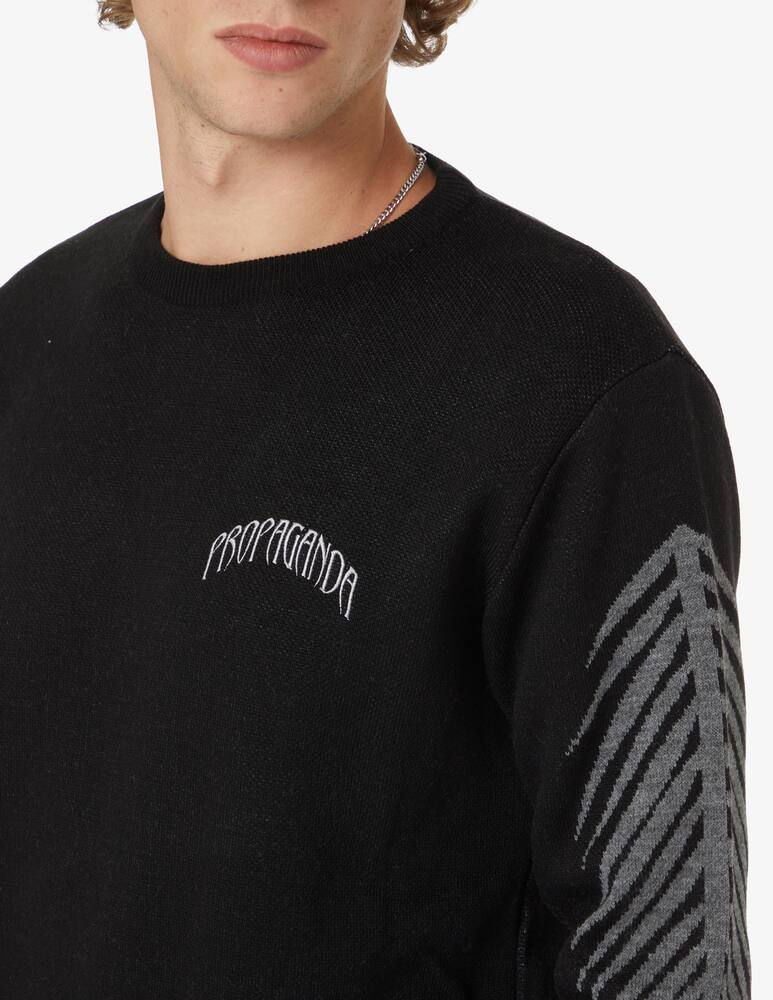 rinascente Propaganda Jaquard panther back roundneck sweater - Black