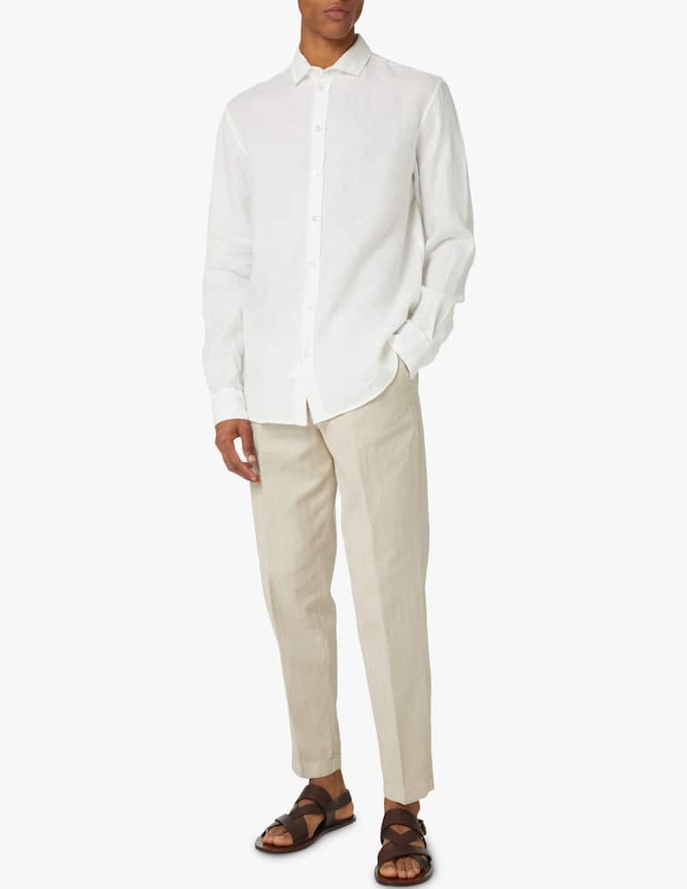 rinascente Emporio Armani Camicia manica lunga lino tinto capo - bianco