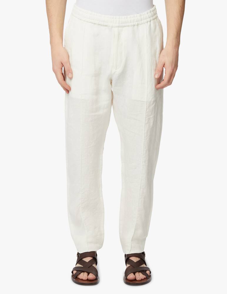 Emporio Armani Pantaloni jogger coulisse lino delave - bianco - immagine 2 Emporio Armani Pantaloni jogger coulisse lino delave - bianco - immagine 2