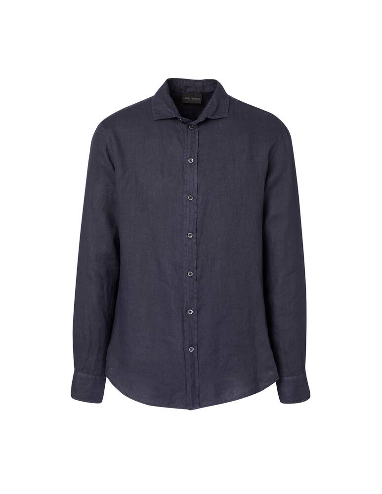 rinascente Emporio Armani Garment dyed linen shirt - blue