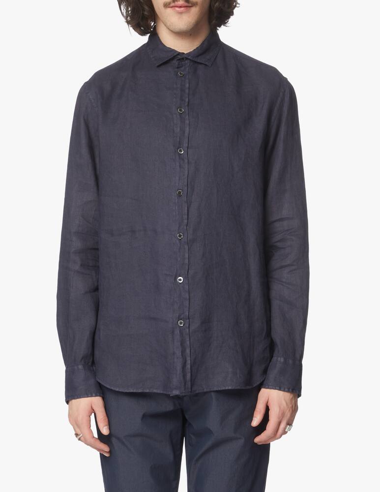 rinascente Emporio Armani Garment dyed linen shirt - blue