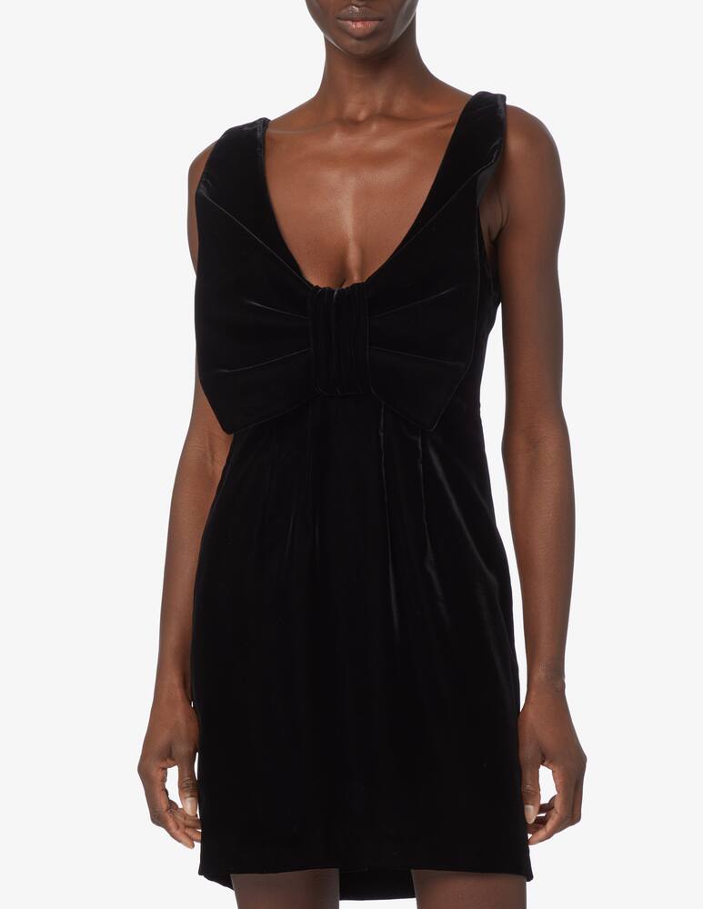 rinascente Emporio Armani Sleeveless velvet  mini dress with bow - Black