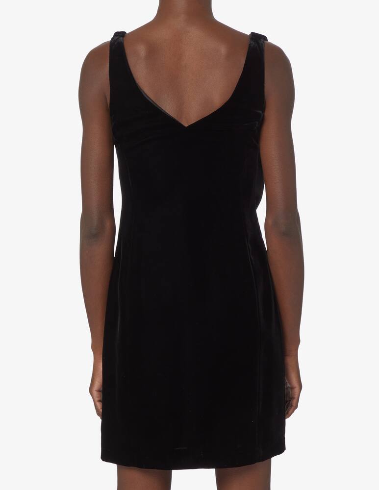 rinascente Emporio Armani Sleeveless velvet  mini dress with bow - Black