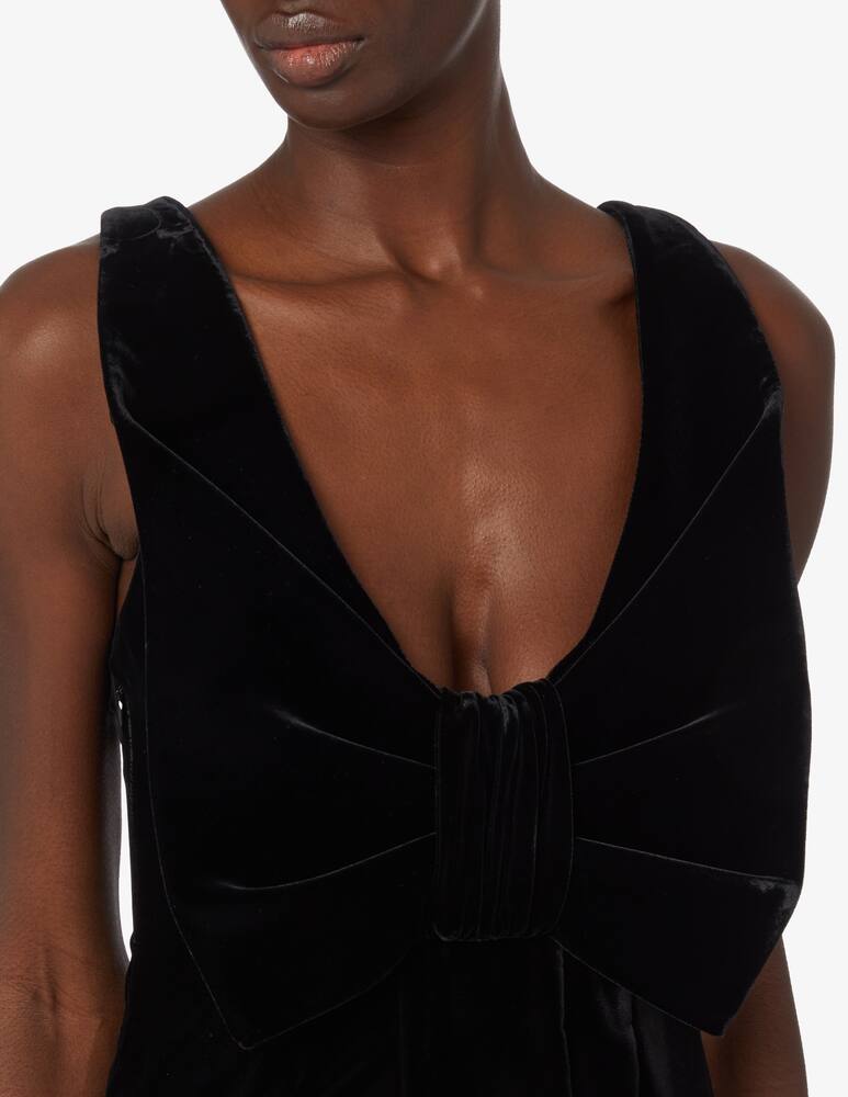 rinascente Emporio Armani Sleeveless velvet  mini dress with bow - Black