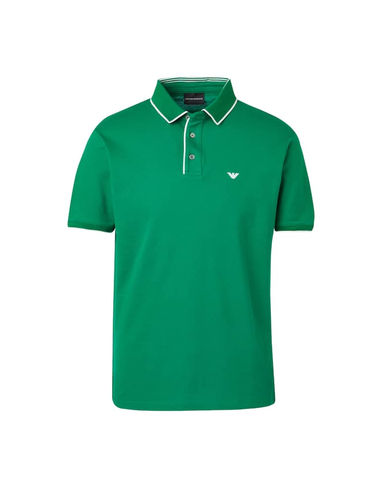 rinascente Emporio Armani Polo manica corta basic profili contrasto - verde