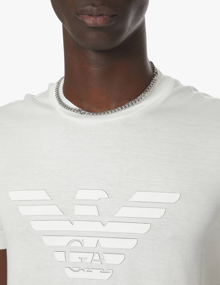 rinascente Emporio Armani Maglietta girocollo stampa aquila grande - bianco