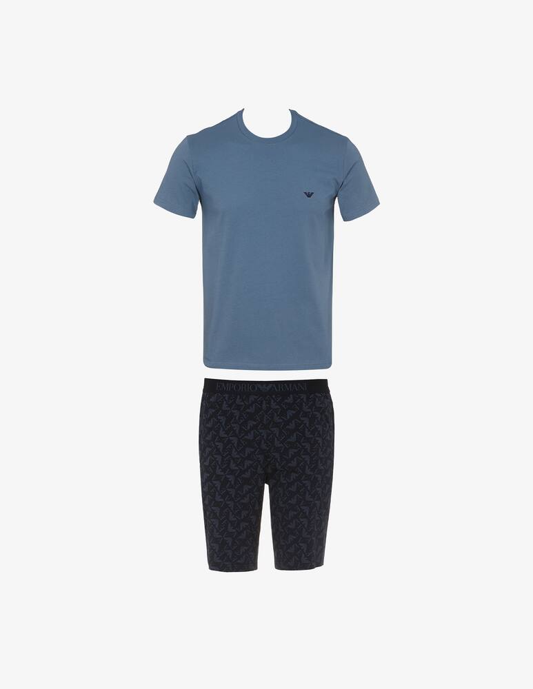 Emporio Armani Pigiama corto in cotone - Blu - immagine 1 Emporio Armani Pigiama corto in cotone - Blu - immagine 1