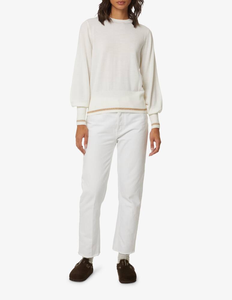 rinascente Armani Exchange Crewneck wool sweater with lurex details - White