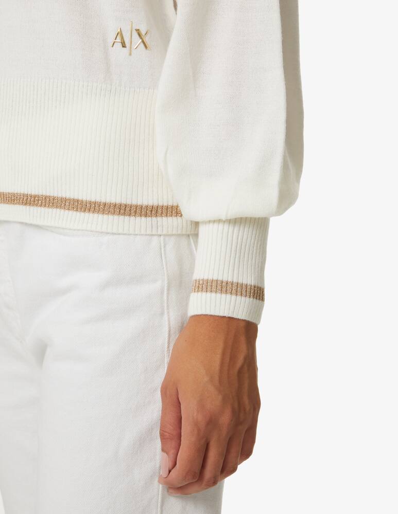 rinascente Armani Exchange Crewneck wool sweater with lurex details - White