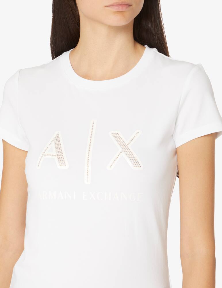 rinascente Armani Exchange Cotton t-shirt with studded logo - White