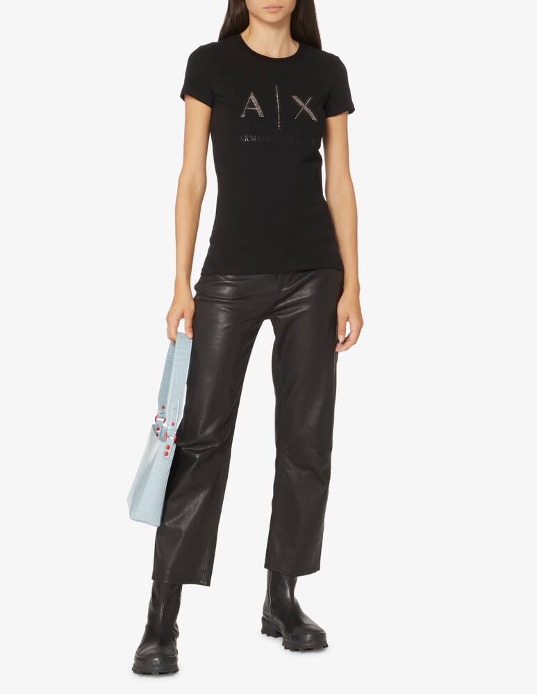 rinascente Armani Exchange Cotton t-shirt with studded logo - Black