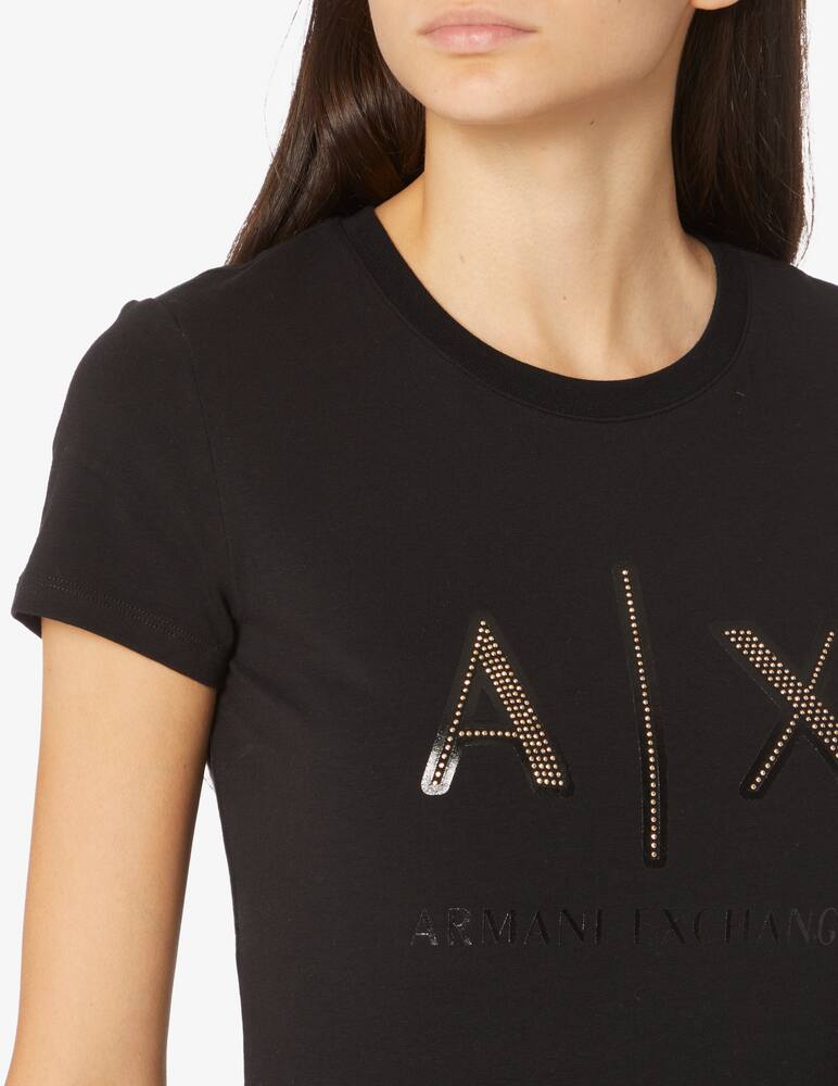 rinascente Armani Exchange Cotton t-shirt with studded logo - Black