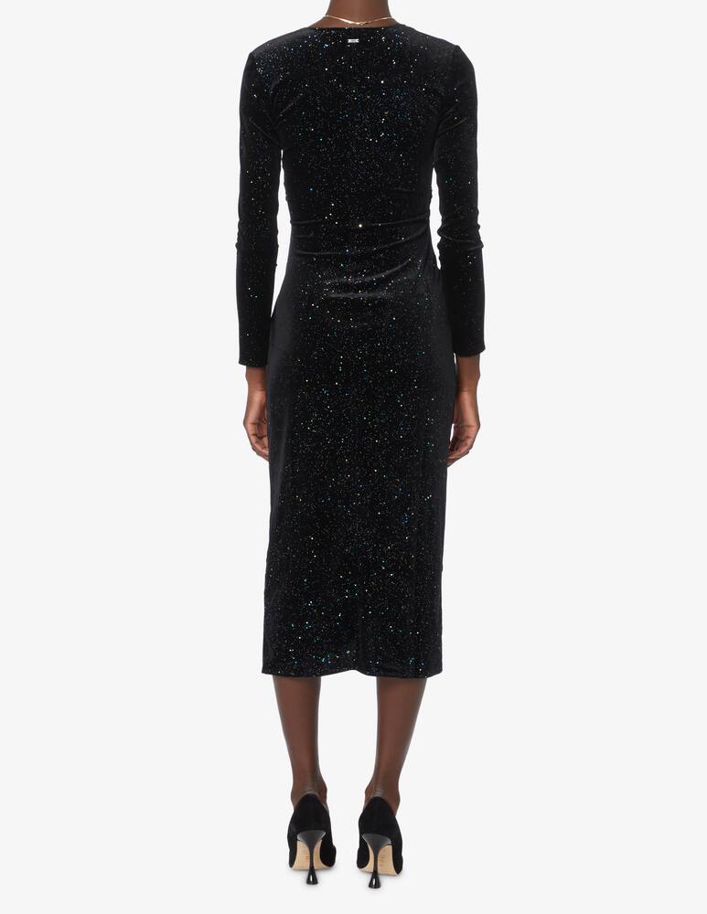 rinascente Armani Exchange Abito midi in velluto con maniche lunghe e scollo a v - Nero