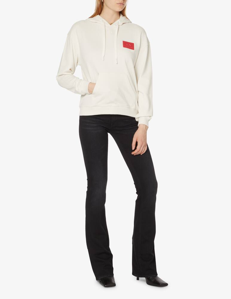 rinascente Armani Exchange Felpa con cappuccio in misto cotone con logo - Bianco