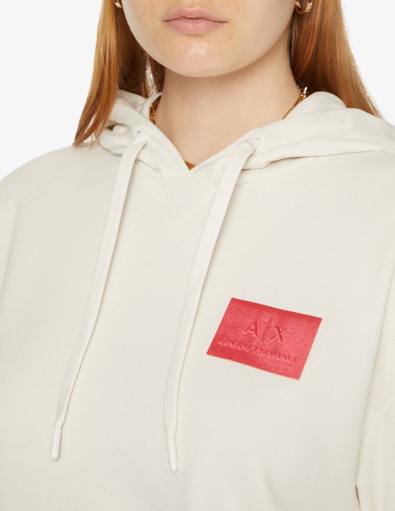 rinascente Armani Exchange Felpa con cappuccio in misto cotone con logo - Bianco