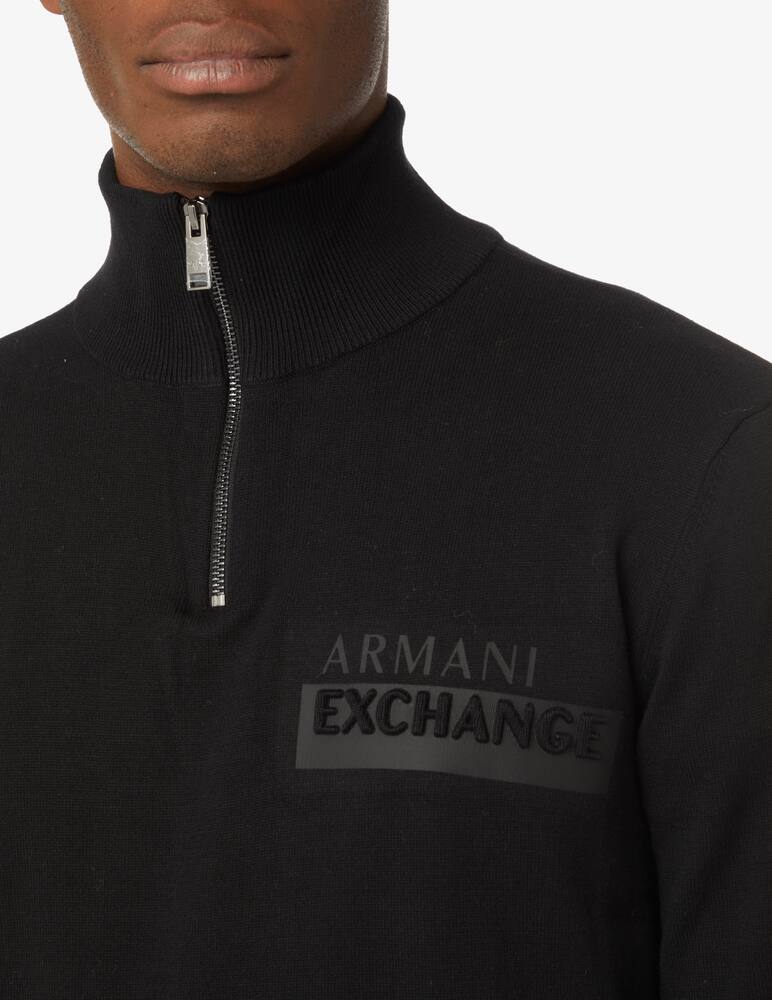 rinascente Armani Exchange Maglia con zip in cotone con logo - Nero