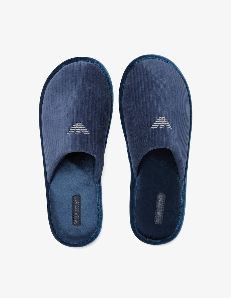 Emporio Armani Chenille slippers - Blue - picture 3 Emporio Armani Chenille slippers - Blue - picture 3