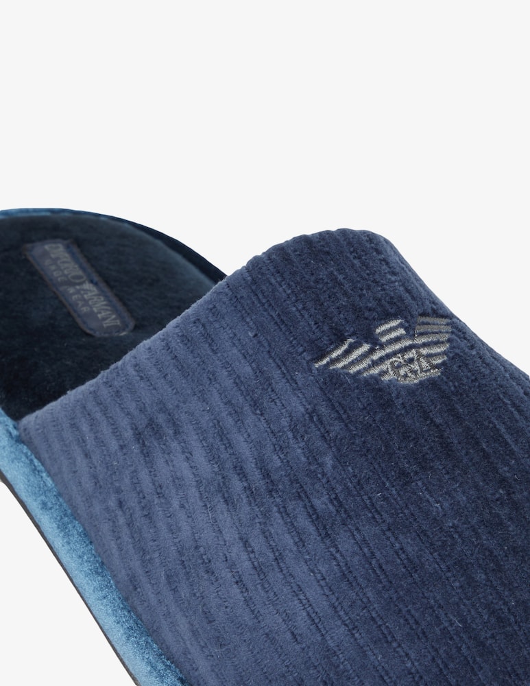 Emporio Armani Chenille slippers - Blue - picture 5 Emporio Armani Chenille slippers - Blue - picture 5