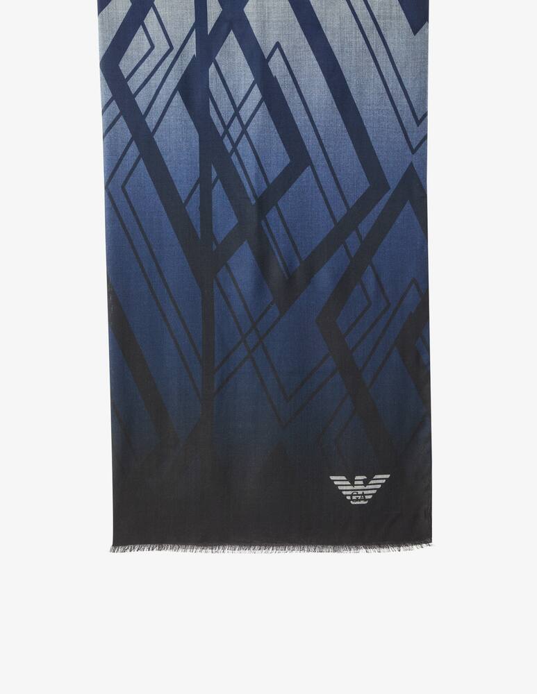 rinascente Emporio Armani Light wool geo scarf - Blue