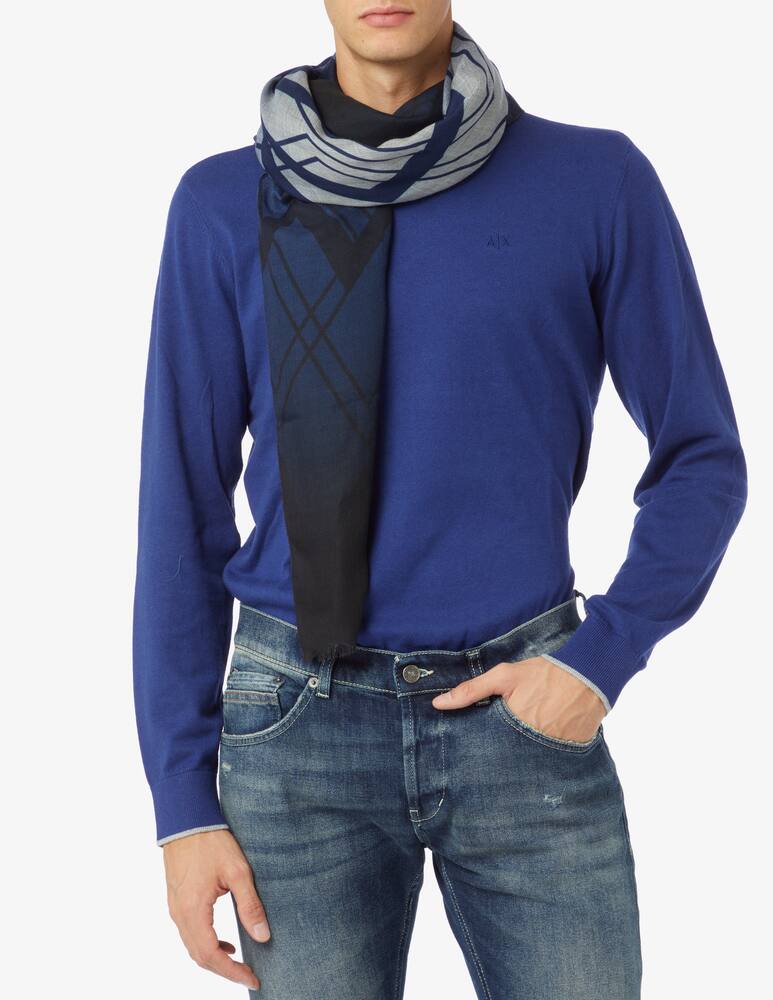 rinascente Emporio Armani Light wool geo scarf - Blue