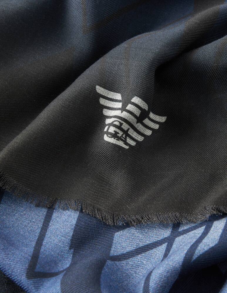 rinascente Emporio Armani Light wool geo scarf - Blue