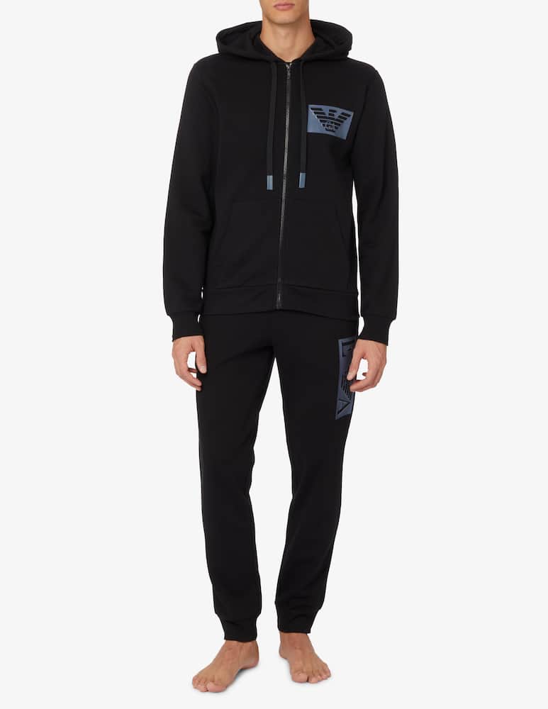 rinascente Emporio Armani Iconic winter terry zipped hoodie - Black