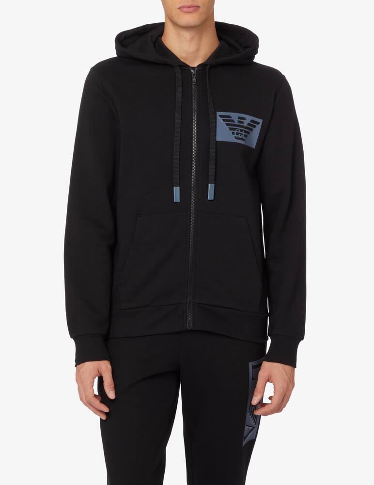 rinascente Emporio Armani Iconic winter terry zipped hoodie - Black