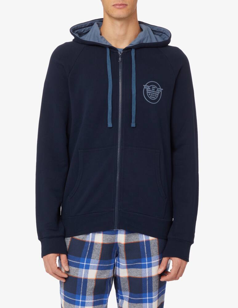rinascente Emporio Armani Comfort stretch terry hoodie - Blue