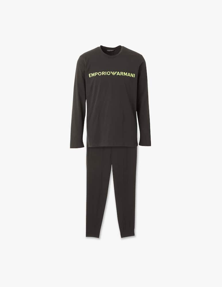 rinascente Emporio Armani Pigiama lungo con logo - Nero