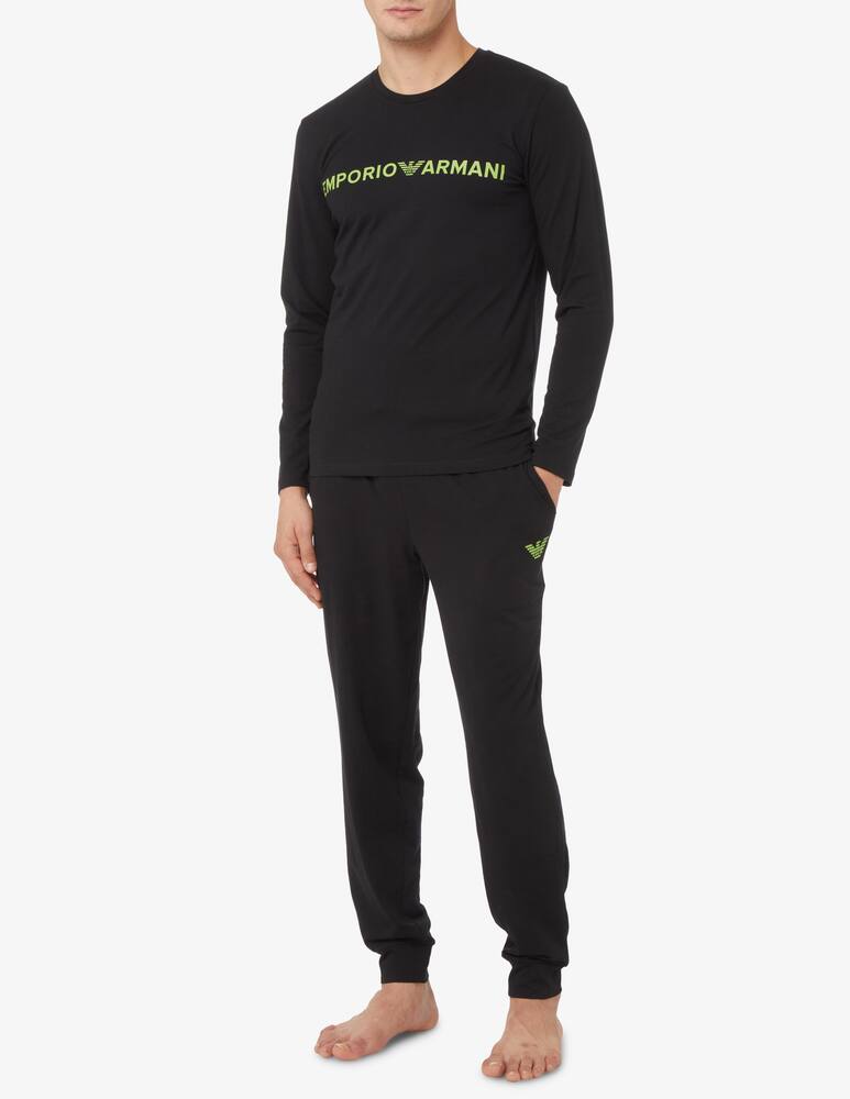 rinascente Emporio Armani Pigiama lungo con logo - Nero