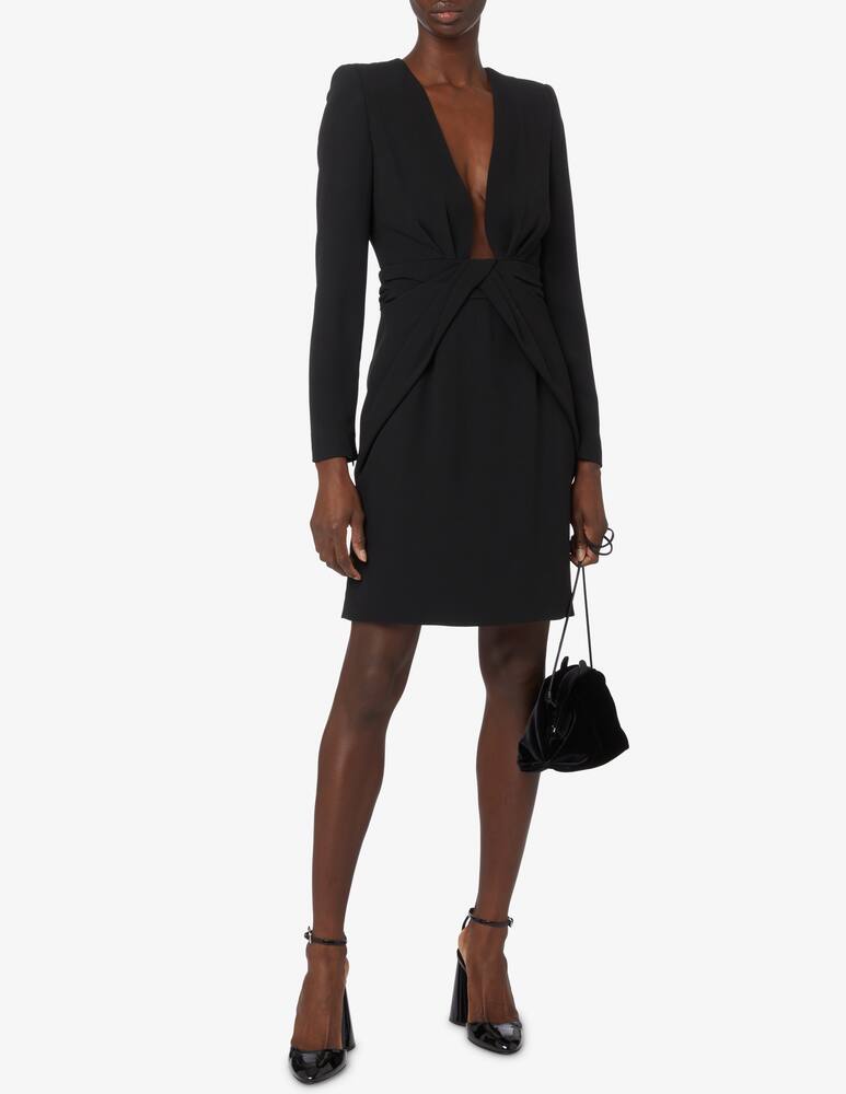 Emporio Armani Vestito corto a manica lunga con scollo profondo Cady - Nero - immagine 1 Emporio Armani Vestito corto a manica lunga con scollo profondo Cady - Nero - immagine 1