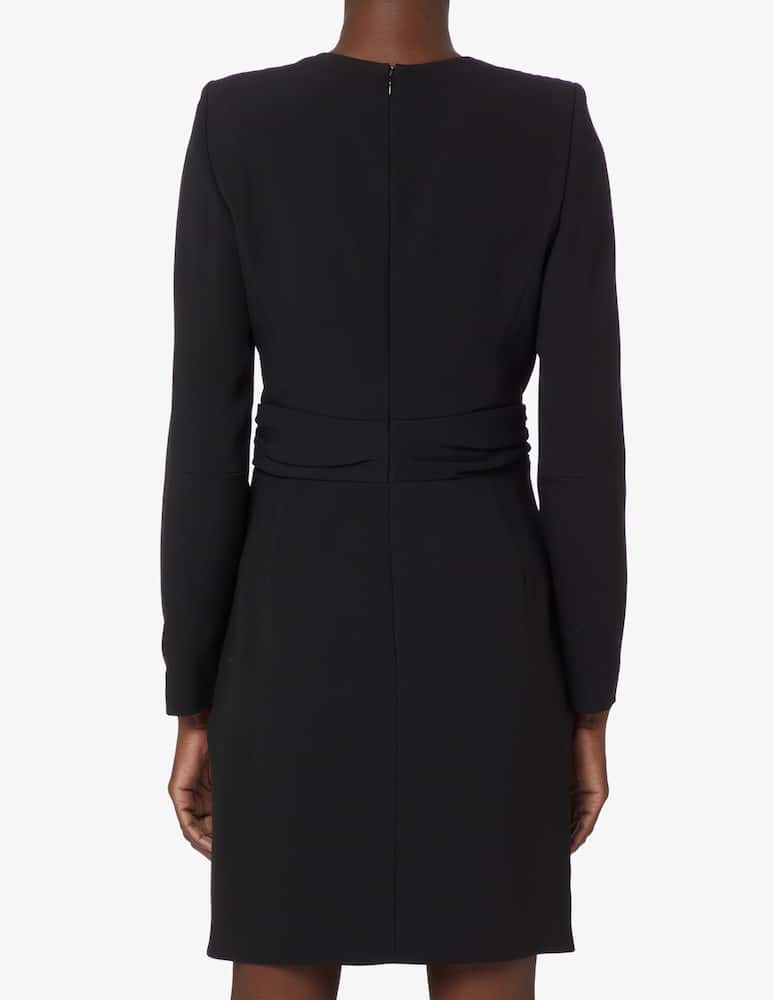rinascente Emporio Armani Vestito corto a manica lunga con scollo profondo Cady - Nero