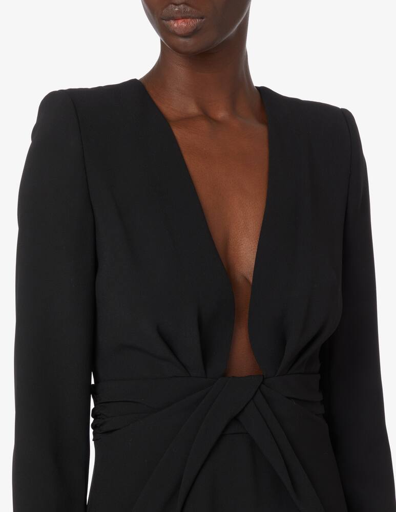 rinascente Emporio Armani Vestito corto a manica lunga con scollo profondo Cady - Nero