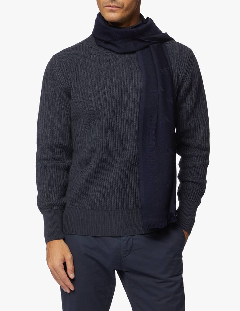 rinascente Emporio Armani 38x175 winter wool new logo scarf - Blue