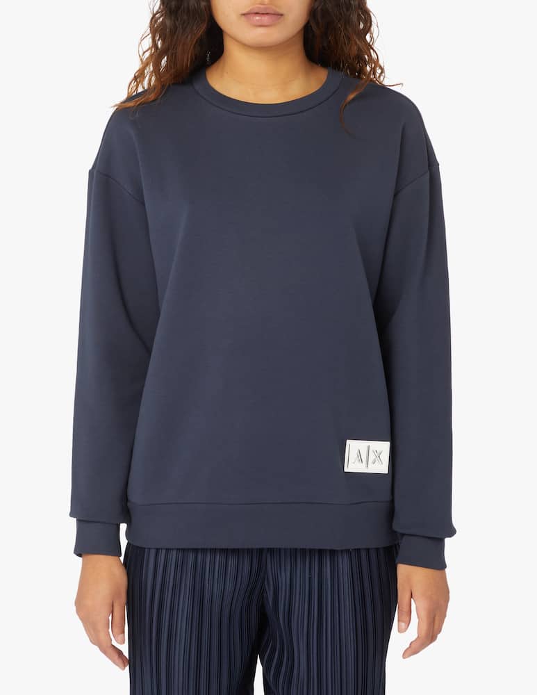 rinascente Armani Exchange Cotton crewneck sweatshirt with small logo - blue