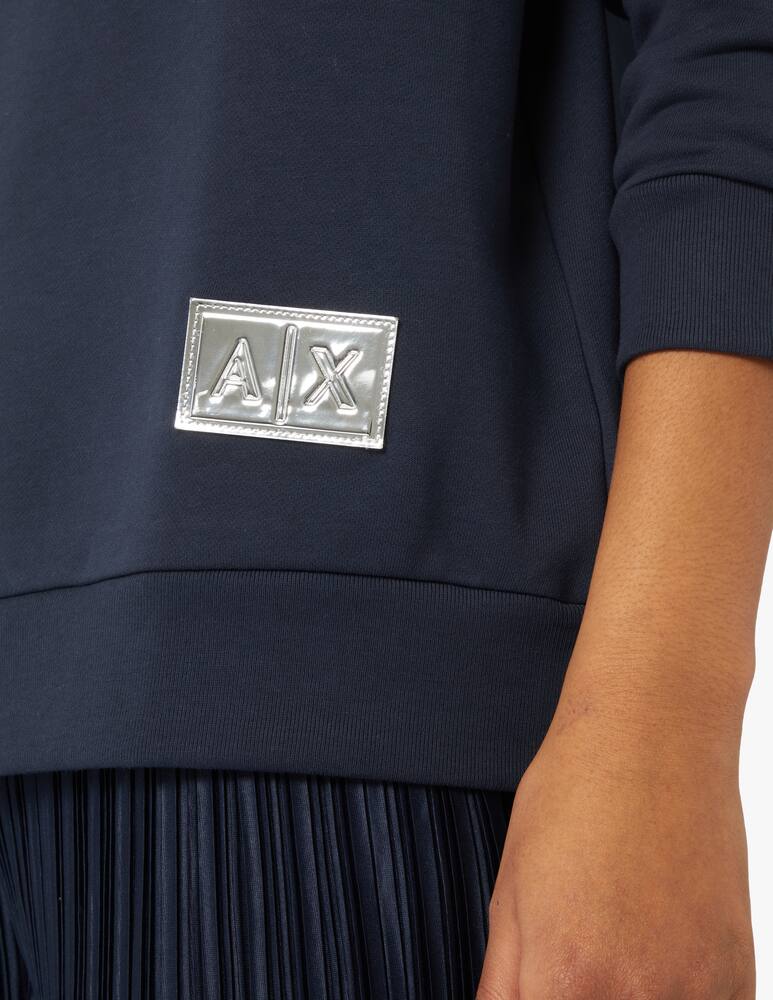 rinascente Armani Exchange Cotton crewneck sweatshirt with small logo - blue