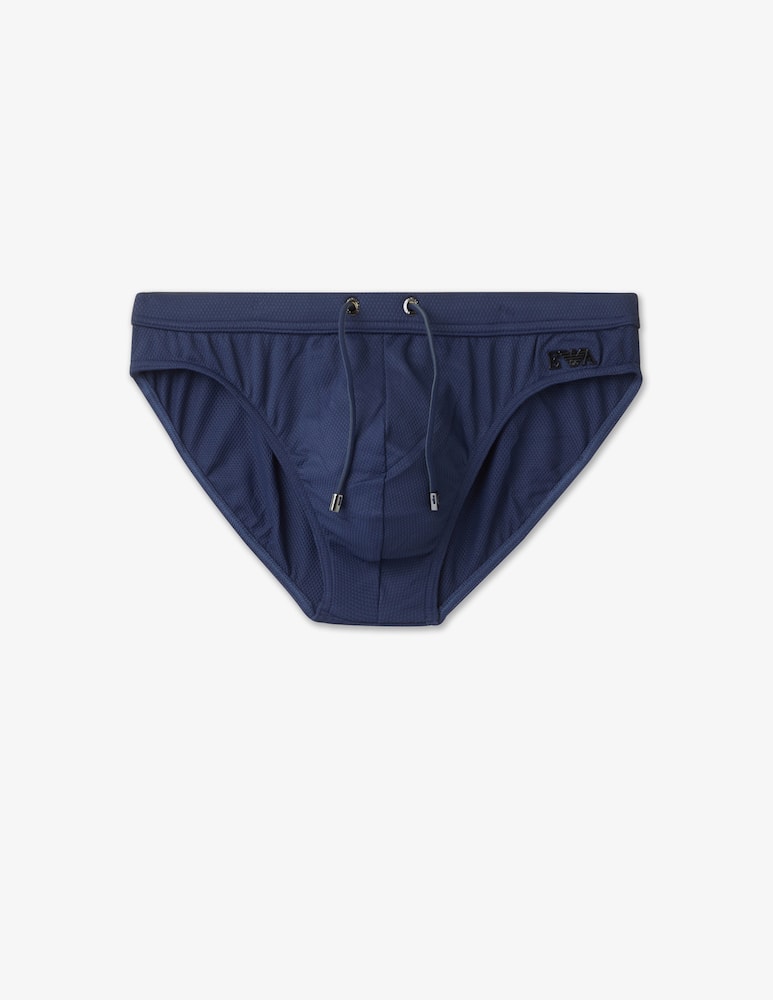Emporio Armani Costume slip basso piquet - blu - immagine 1 Emporio Armani Costume slip basso piquet - blu - immagine 1