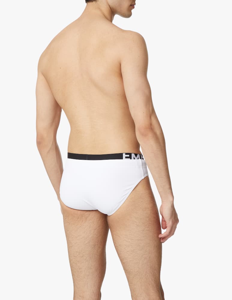 rinascente Emporio Armani Logo band low swim briefs - white
