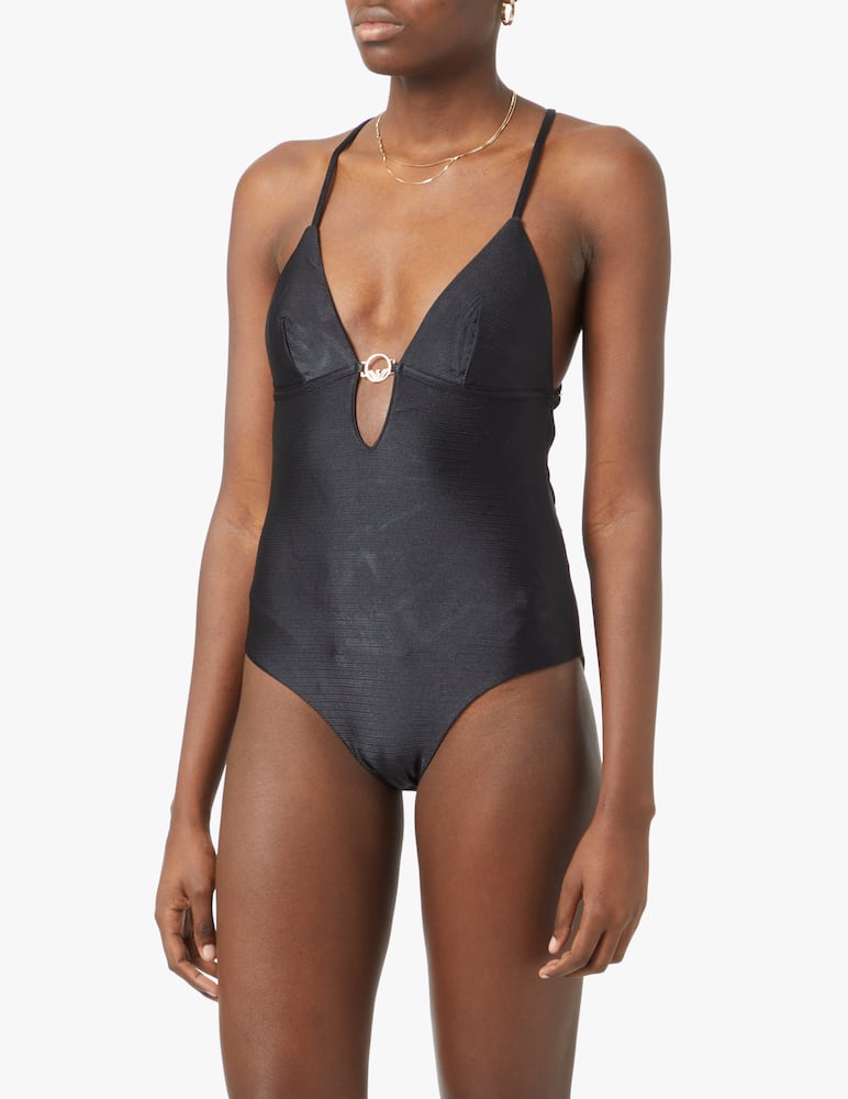 rinascente Emporio Armani Costume intero con spalline e logo - nero