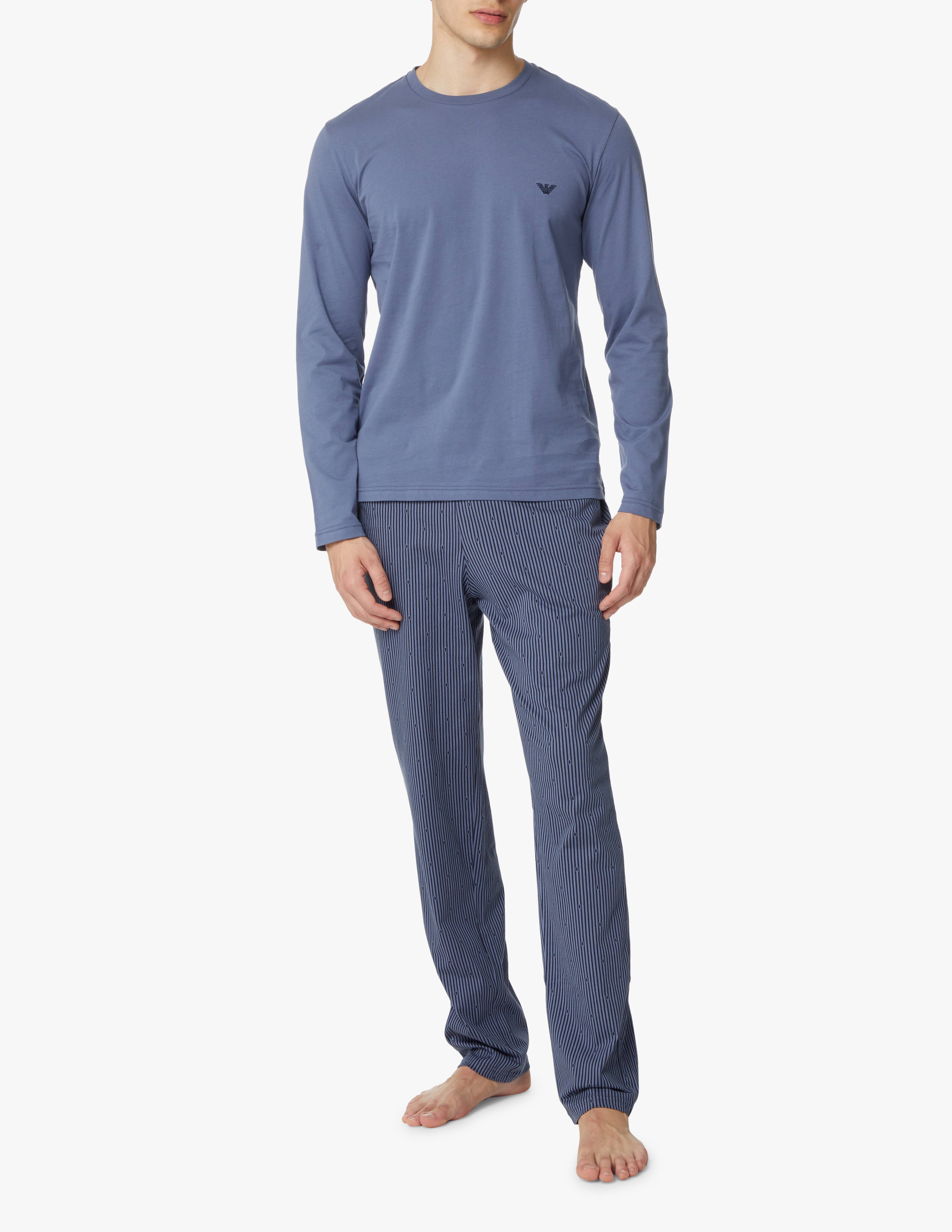 Shop Emporio Armani Pajamas long pattern mis - blue on Rinascente