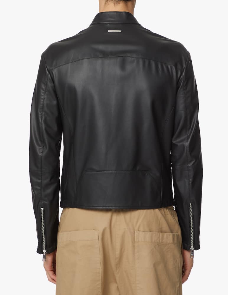 Armani Exchange Leather biker jacket - black - picture 2 Armani Exchange Leather biker jacket - black - picture 2