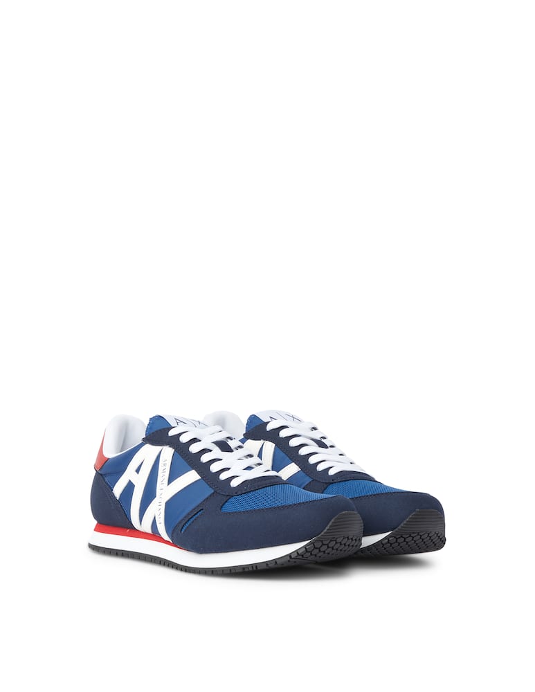 rinascente Armani Exchange Sneakers rio running suede mesh logo - blue