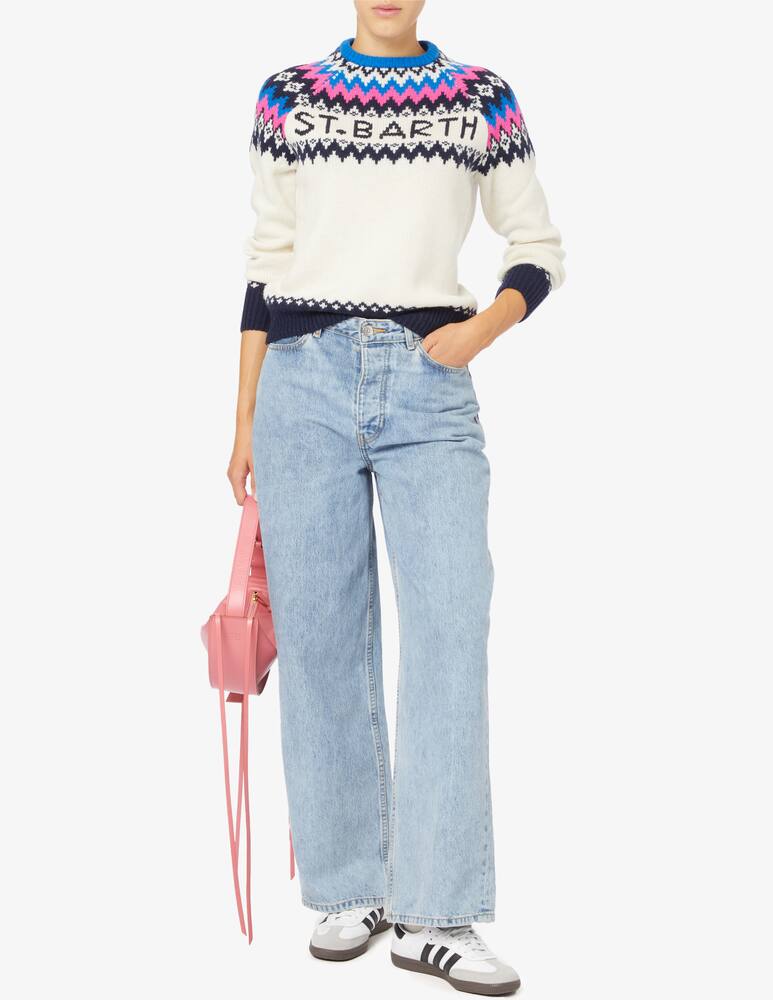 rinascente MC2 Saint Barth Maglione a girocollo in misto lana New queen - Bianco