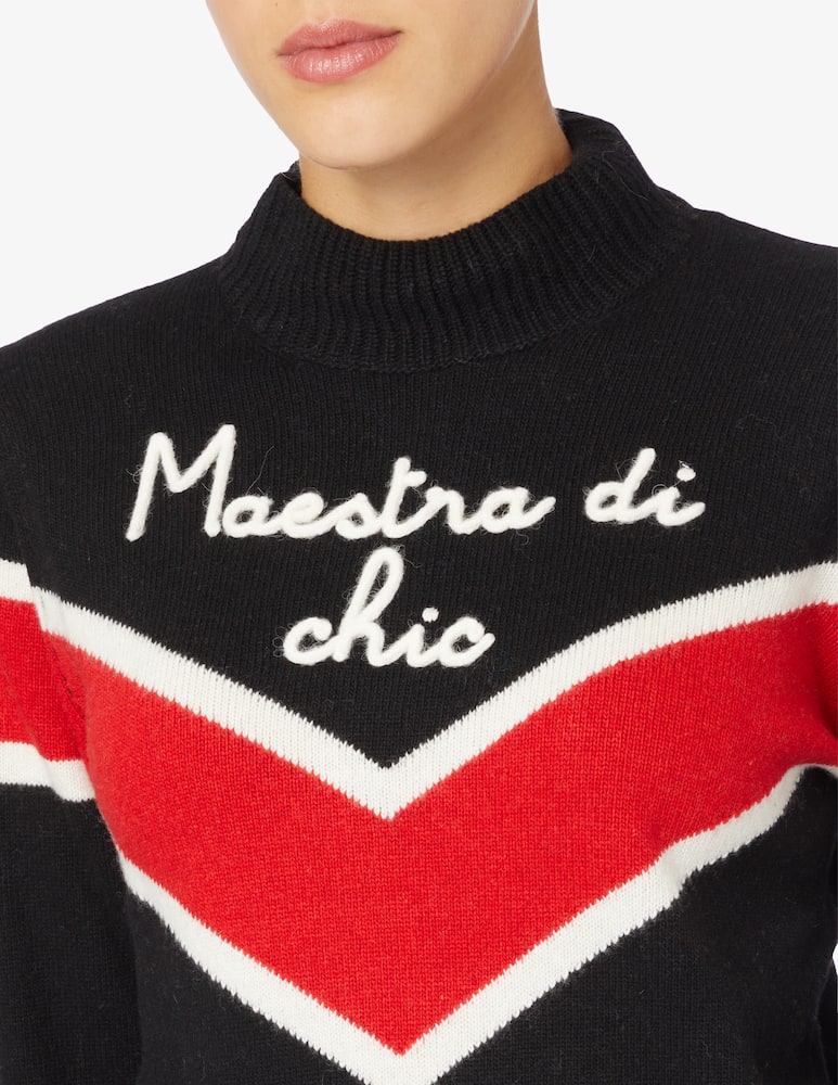 rinascente MC2 Saint Barth Maglione a mezzo collo in misto lana e cashmere Peak - Nero