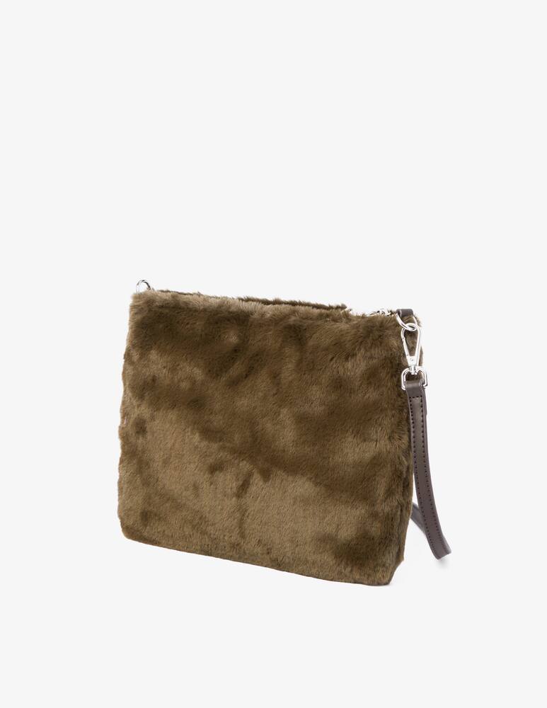Pocket Felisi busta in nylon tecnico nero con finiture in pelle di vacchetta colore nero