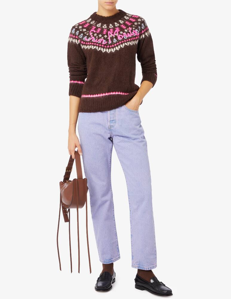 rinascente MC2 Saint Barth Maglione a girocollo in misto lana New queen - Marrone