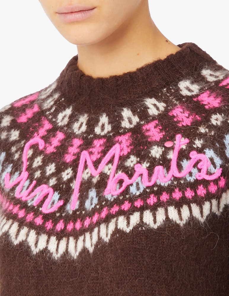 rinascente MC2 Saint Barth Maglione a girocollo in misto lana New queen - Marrone